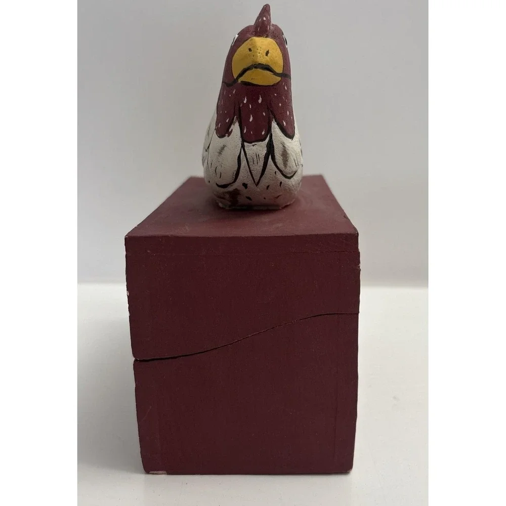 Rustic Decorative Box Country Wooden Hand Painted Chicken Country Decor